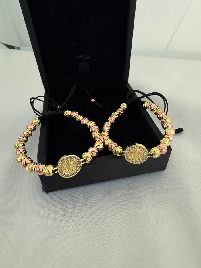 Dúo Pulseras San Benito Oro Rosa + Oro Amarillo