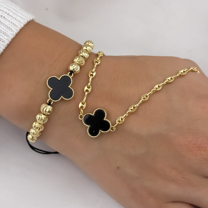 Conjunto Gucci Trébol Negro + Manilla Trébol