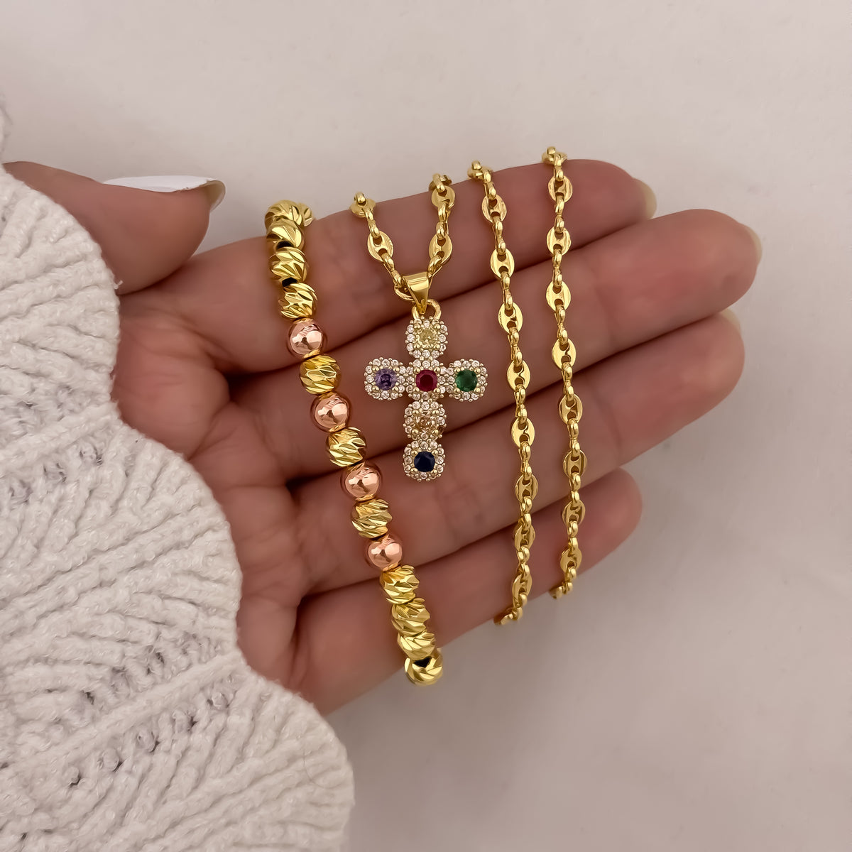 Conjunto Gucci + Cruz + Manilla