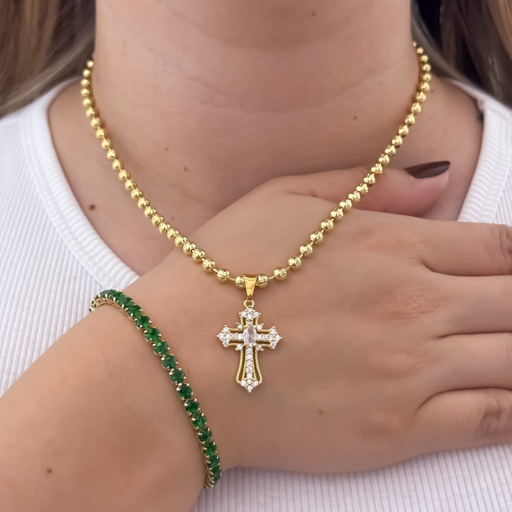 Conjunto Militar + Cruz + Pulsera Tennis