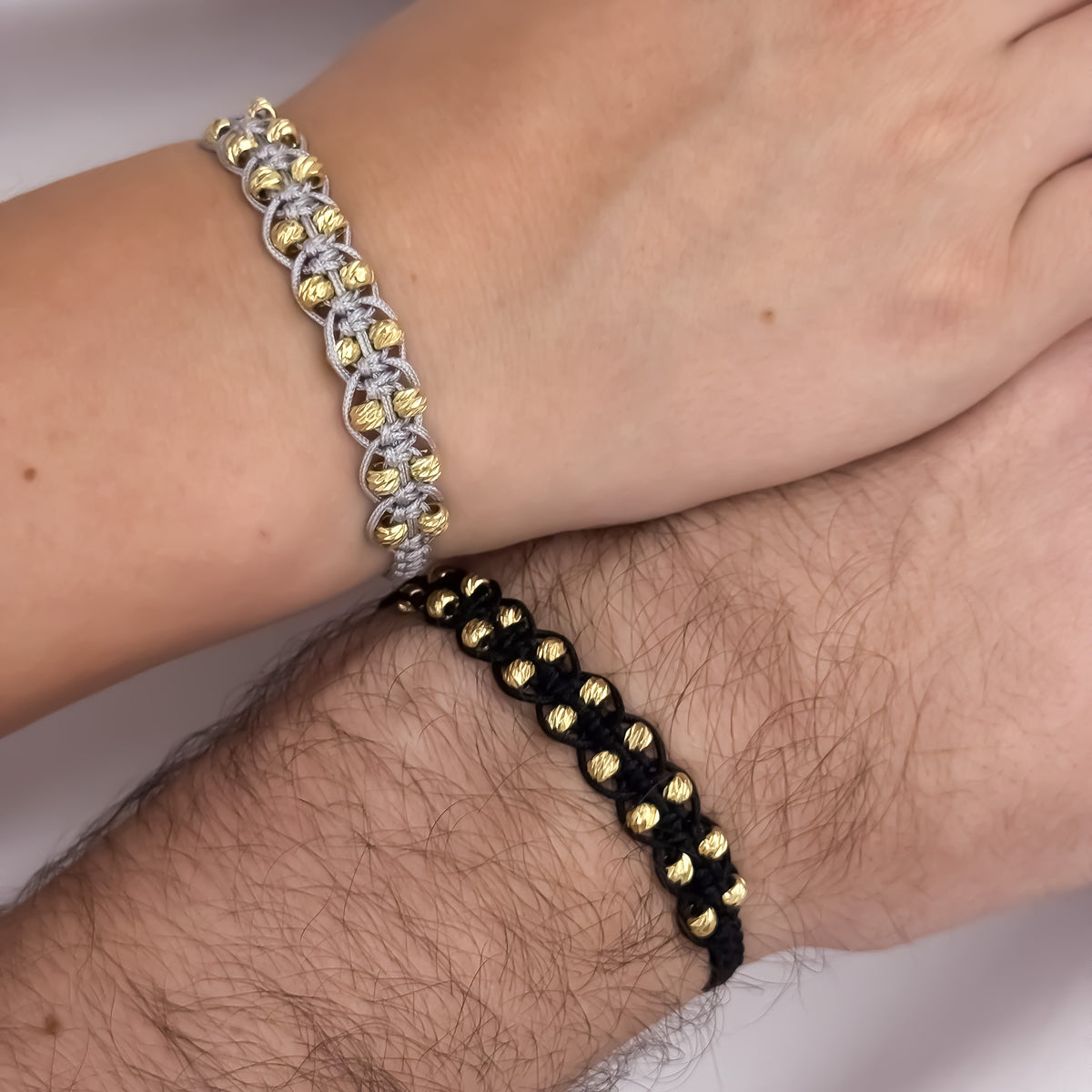 Dúo Pulseras Balín Diamantado 4 mm