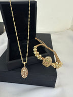 Cadena Singapur + Virgen + Pulsera