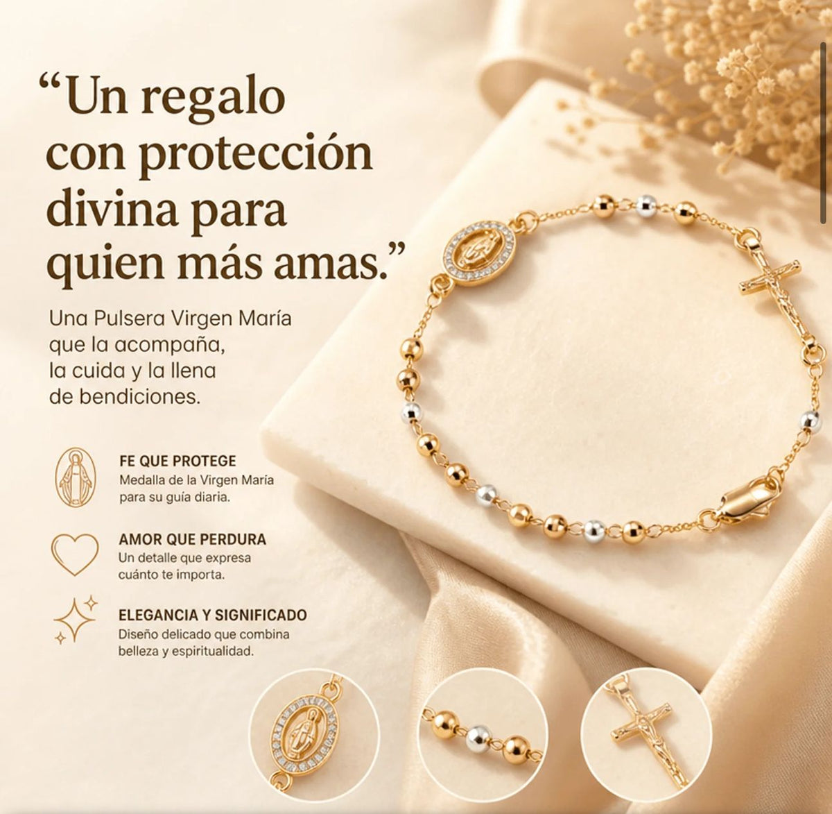 Denario 3 Oros Balín Diamantado · Virgen de Guadalupe