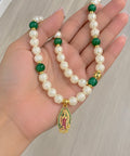 Collar 2 en 1 Virgen de Guadalupe Esmeralda