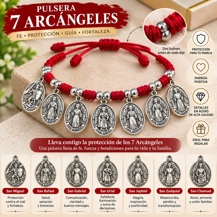 Pulsera 7 Arcángeles Hilo Rojo
