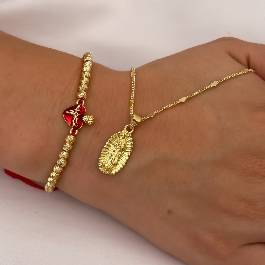 Combo Cadena Virgen de Guadalupe + Pulsera Corazón
