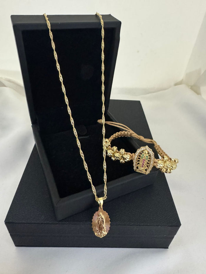 Cadena Singapur + Virgen + Pulsera