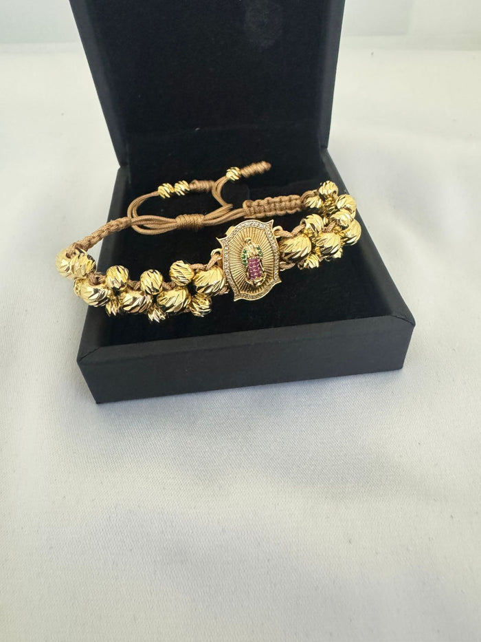 Pulsera Virgen de Guadalupe Cuadrada · Balín 8 mm