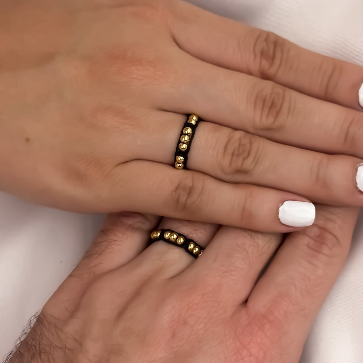 Dúo Anillos Tejidos Balín Liso 4 mm