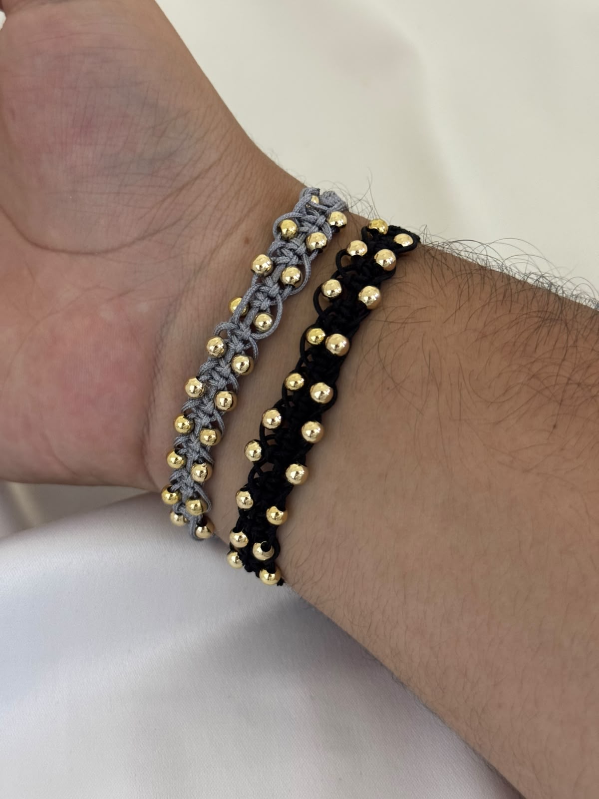 Dúo Pulseras Entrelazadas Balín Liso 4 mm