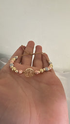 Pulsera San Benito 3 Oros Diamantada