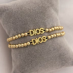 Dúo Pulseras "Dios" Balín Liso 4 mm