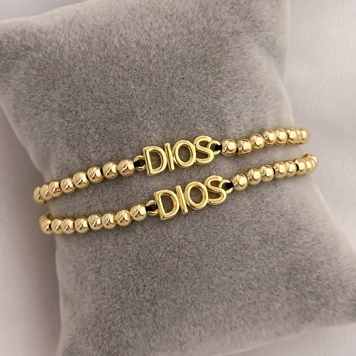 Dúo Pulseras "Dios" Balín Liso 4 mm