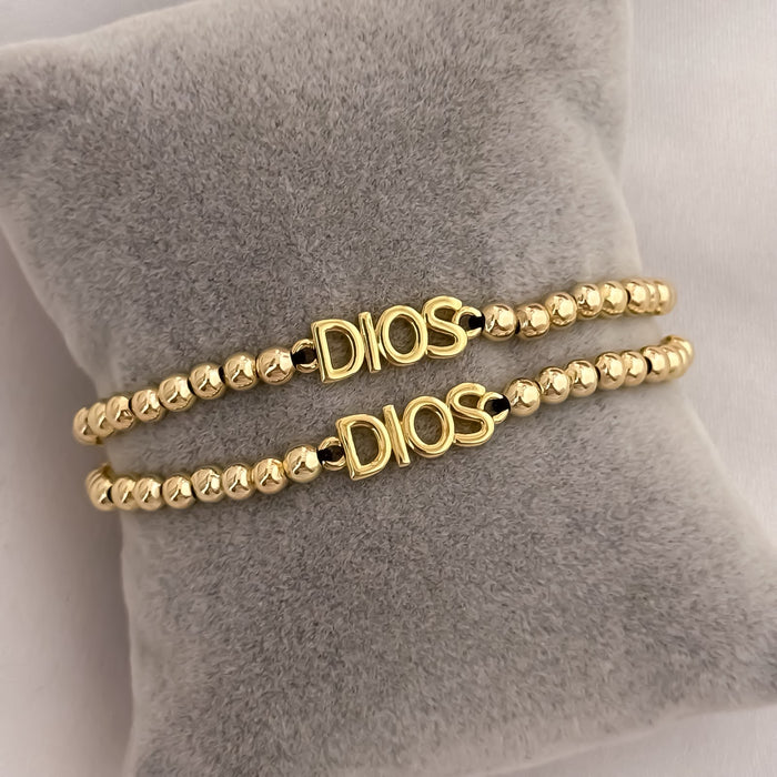 Dúo Pulseras "Dios" Balín Liso 4 mm