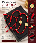 Dúo Pulseras 7 Nudos San Benito Hilo Rojo