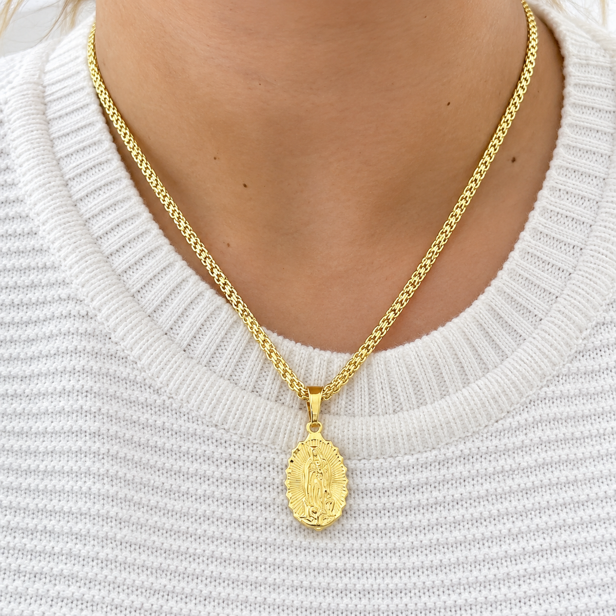 Cadena Chino Dama + Virgen de Guadalupe