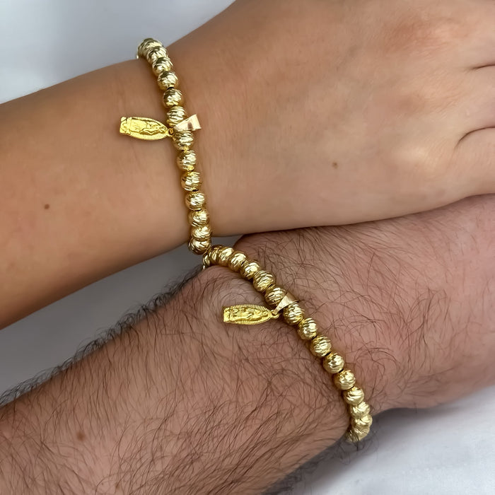 Dúo Pulseras Balín Italiano 6 mm + Virgen de Guadalupe