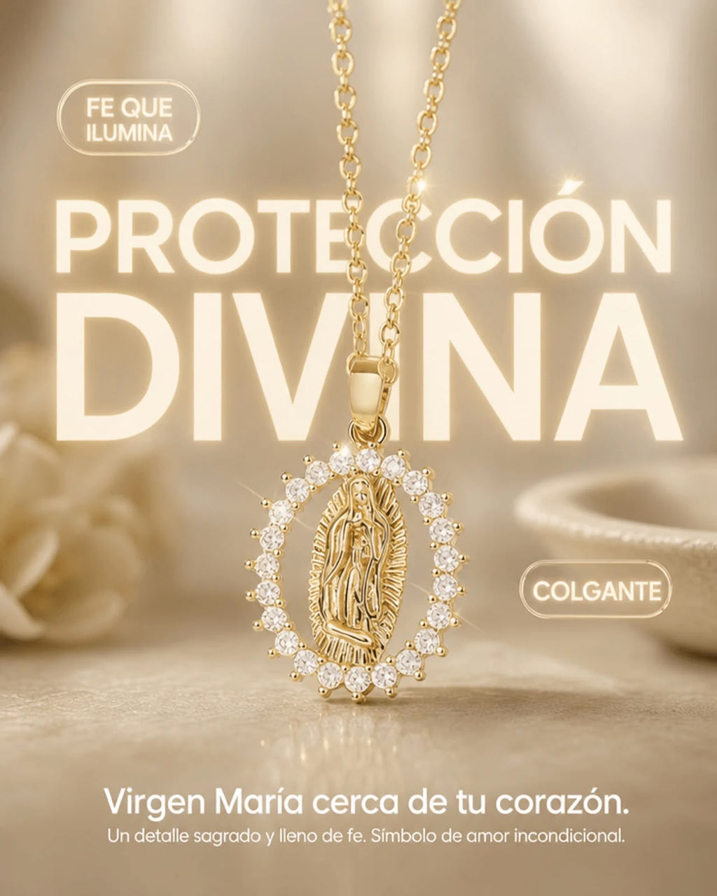 Collar Tejido Aros + Virgen de Guadalupe