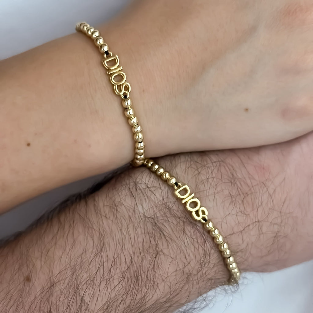 Dúo Pulseras "Dios" Balín Liso 4 mm