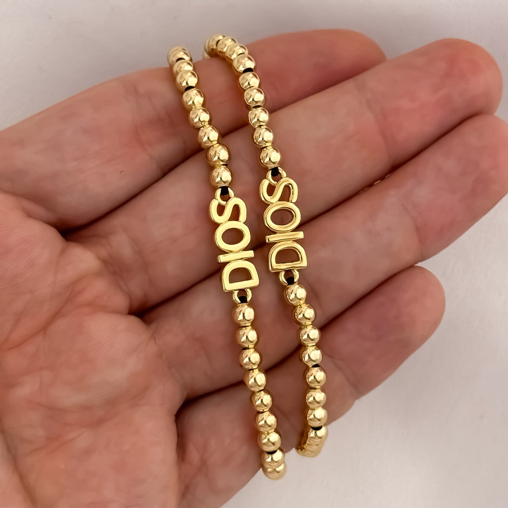 Dúo Pulseras "Dios" Balín Liso 4 mm
